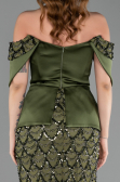 Abendkleid Lang Schuppig Khaki ABU6254