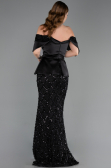 Abendkleid Lang Schuppig Schwarz ABU6254
