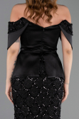 Abendkleid Lang Schuppig Schwarz ABU6254