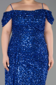 Sächsischblau Abendkleid İn Übergröße Lang ABU5232