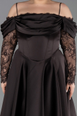 Einladungskleid In Übergröße Midi Satin Braun ABK2652
