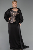 Kleider in Großen Größen Lang Satin Schwarz ABU6304