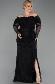 Abendkleid in Übergröße Lang Spitze Schwarz ABU6305