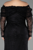 Abendkleid in Übergröße Lang Spitze Schwarz ABU6305