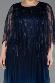 Marineblau Abendkleid İn Übergröße Chiffon Lang ABU4633