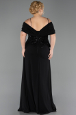 Abendgarderobe in Großen Größen Lang Chiffon Schwarz ABU6274