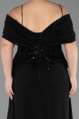 Abendgarderobe in Großen Größen Lang Chiffon Schwarz ABU6274