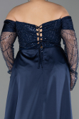 Abendkleid in Übergröße Lang Perlenbesetzt Marineblau ABU6093