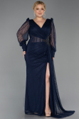 Abendkleid in Übergröße Lang Spitze Marineblau ABU6283