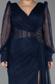 Abendkleid in Übergröße Lang Spitze Marineblau ABU6283