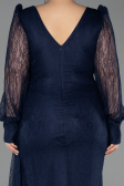 Abendkleid in Übergröße Lang Spitze Marineblau ABU6283
