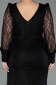 Abendkleid in Übergröße Lang Spitze Schwarz ABU6283