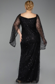 Abendkleid in Übergröße Lang Perlenbesetzt Schwarz ABU5067