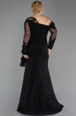 Kleider in Großen Größen Lang Chiffon Schwarz ABU5895