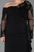 Kleider in Großen Größen Lang Chiffon Schwarz ABU5895