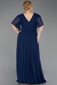 Abendkleid in Übergröße Lang Chiffon Marineblau ABU6309