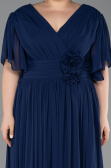 Abendkleid in Übergröße Lang Chiffon Marineblau ABU6309
