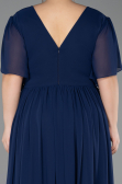 Abendkleid in Übergröße Lang Chiffon Marineblau ABU6309