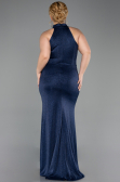 Abendkleid in Übergröße Lang Marineblau ABU6311
