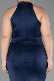 Abendkleid in Übergröße Lang Marineblau ABU6311