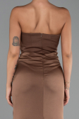 Braun Abschlusskleid Satin Lang ABU6061