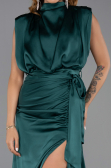 Abendkleid Lang Satin Smaragdgrün ABU2133
