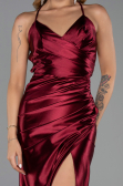 Abschlusskleid Lang Satin Kirschrot ABU2800