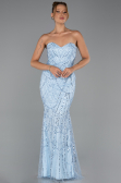 Abendkleid Lang Perlenbesetzt Eisblau ABU6073