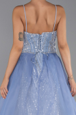 Abendkleid Lang Perlenbesetzt Eisblau ABU5730