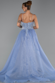 Abendkleid Lang Perlenbesetzt Eisblau ABU5730