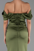Abendkleid im Meerjungfrau-Stil Lang Satin Khaki ABU6090