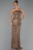 Abendkleid Lang Schuppig Hellbraun ABU6343