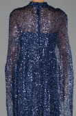 Abendkleid Lang Schuppig Marineblau ABU6343