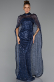 Abendkleid Lang Schuppig Marineblau ABU6343