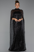 Abendkleid Lang Schuppig Schwarz ABU6343