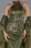 Standesamtkleid Lang Perlenbesetzt Khaki ABU6348