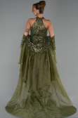 Standesamtkleid Lang Perlenbesetzt Khaki ABU6348