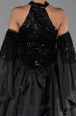 Standesamtkleid Lang Perlenbesetzt Schwarz ABU6348