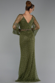 Abendkleid Lang Perlenbesetzt Khaki ABU6349
