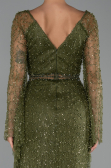 Abendkleid Lang Perlenbesetzt Khaki ABU6349