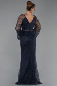 Abendkleid Lang Perlenbesetzt Marineblau ABU6349