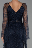 Abendkleid Lang Perlenbesetzt Marineblau ABU6349