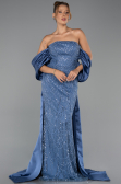 Abendkleid Lang Perlenbesetzt Indigo ABU6351