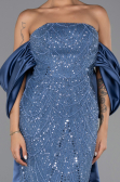 Abendkleid Lang Perlenbesetzt Indigo ABU6351