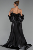 Abendkleid Lang Perlenbesetzt Schwarz ABU6351