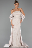 Abendkleid Lang Perlenbesetzt Nerzbraun ABU6351