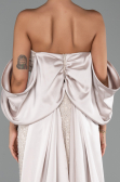 Abendkleid Lang Perlenbesetzt Nerzbraun ABU6351