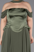 Abendgarderobe in Großen Größen Lang Chiffon Khaki ABU5551