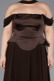 Abendgarderobe in Großen Größen Lang Chiffon Braun ABU5551