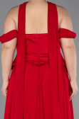 Abendgarderobe in Großen Größen Lang Chiffon Rot ABU5551